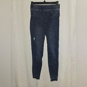 SPANX Blue Skinny Jeans High-Rise Tapered Fit Size Small Distressed Casual